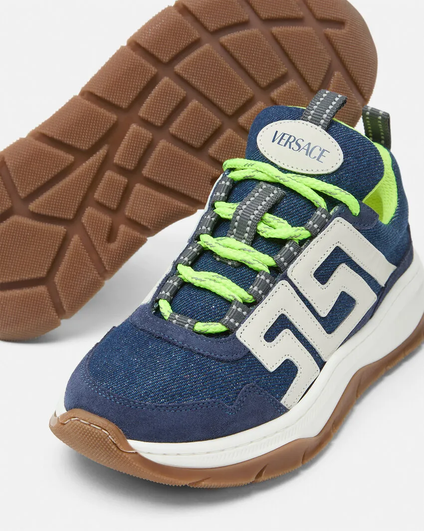 Versace Kids Logo Patch Lace-Up Sports Sneakers