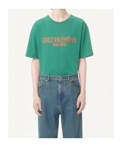 Cotton T-Shirt With Chez Valentino Print