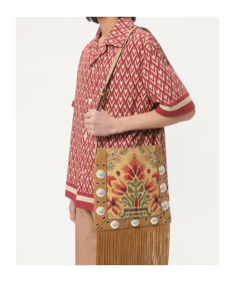 Cotton Popeline Bowling Shirt With Toute La V Print