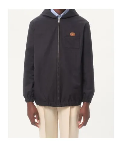 Nylon Hooded Jacket With Vlogo Patch