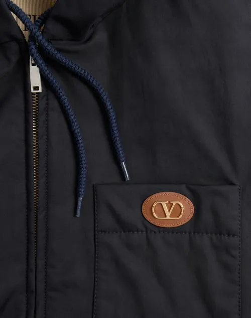 Nylon Hooded Jacket With Vlogo Patch