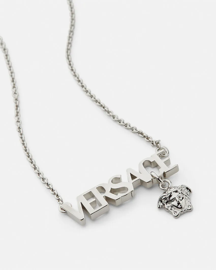 Versace Logo-Lettering Pendant Necklace