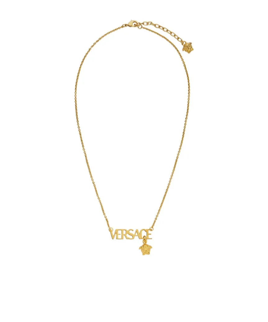 Versace Logo-Lettering Pendant Necklace