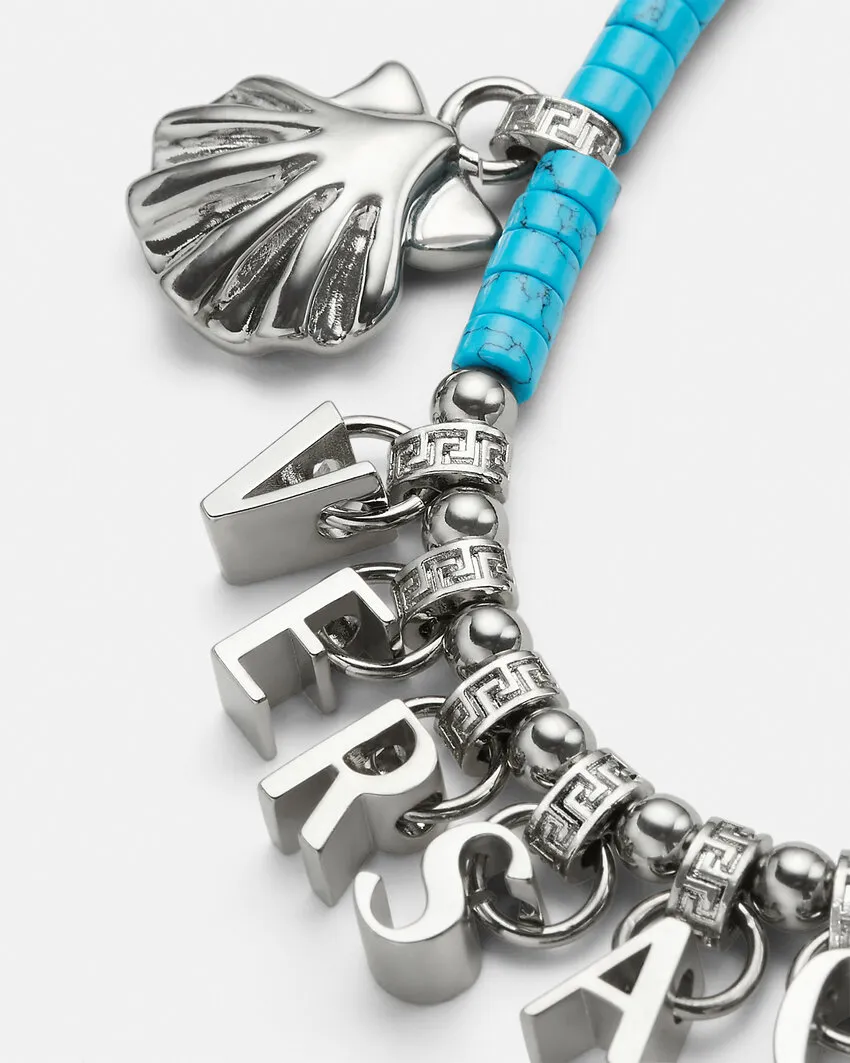Versace Logo-Lettering Charm Bracelet