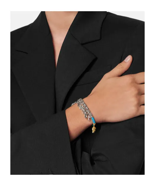 Versace Logo-Lettering Charm Bracelet