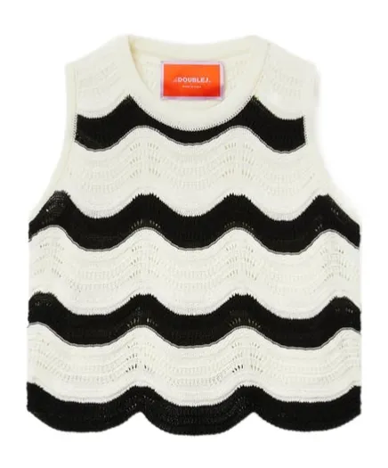Wave-Pattern Knitted Top