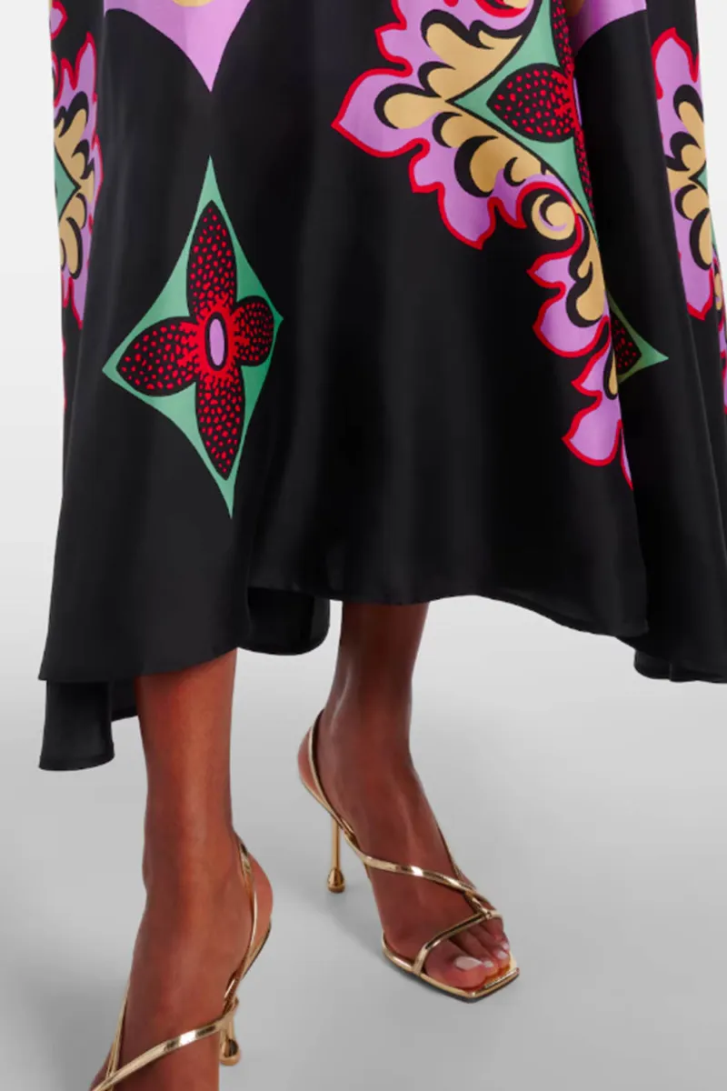 Printed Silk Maxi Dress