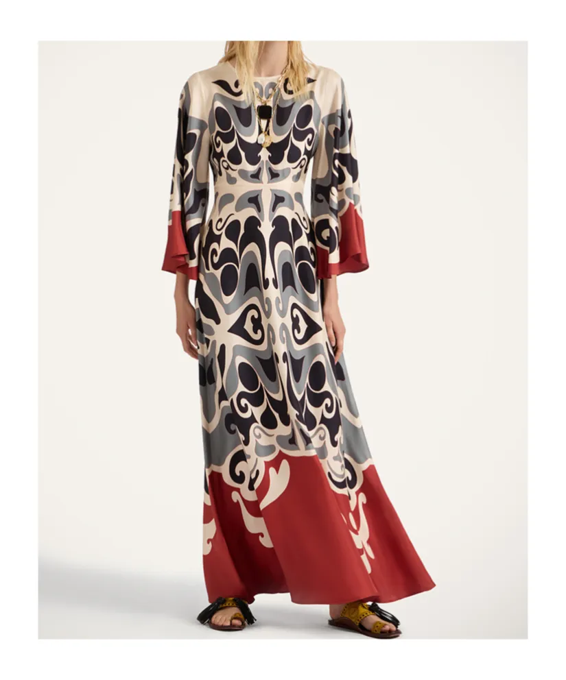 La Doublej Bell Sleeve Patterned Dress