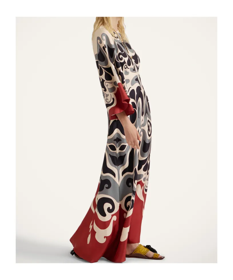La Doublej Bell Sleeve Patterned Dress