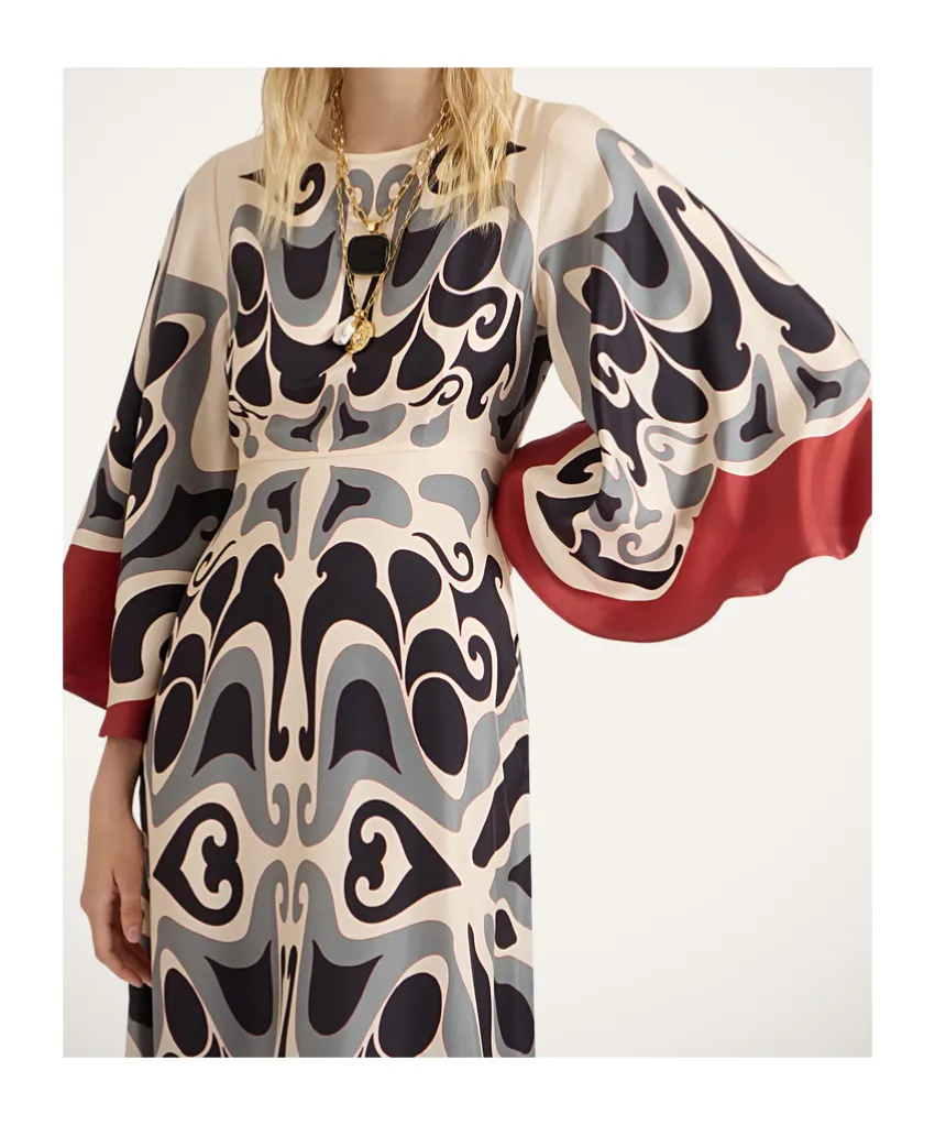La Doublej Bell Sleeve Patterned Dress