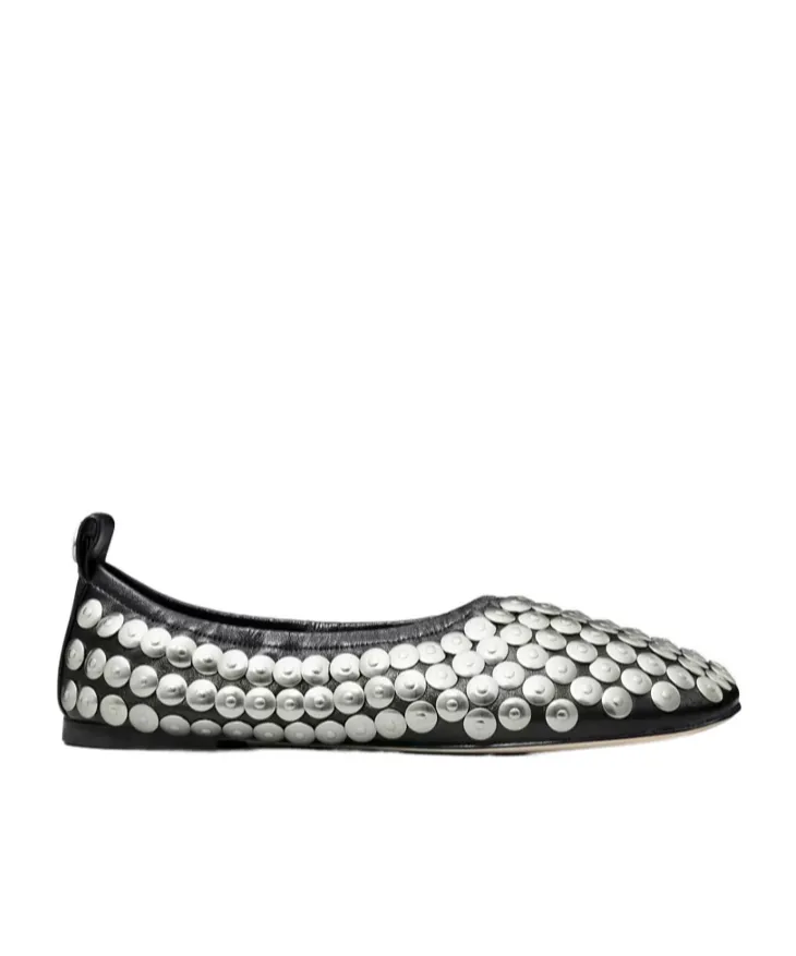 Metallic-Studded Leather Pumps