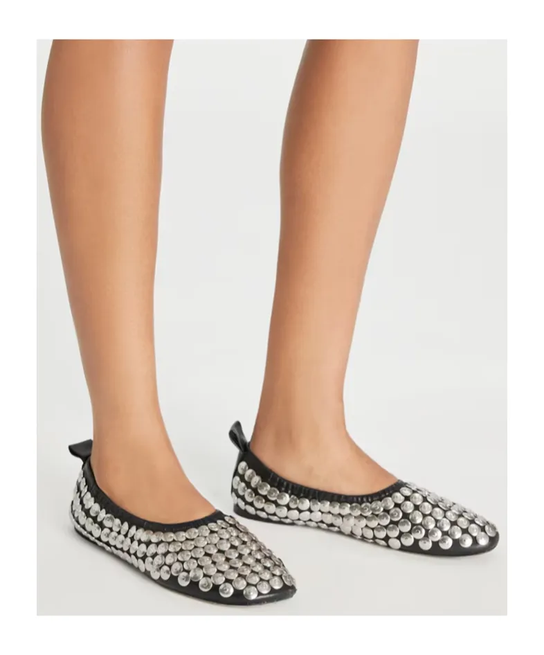 Metallic-Studded Leather Pumps