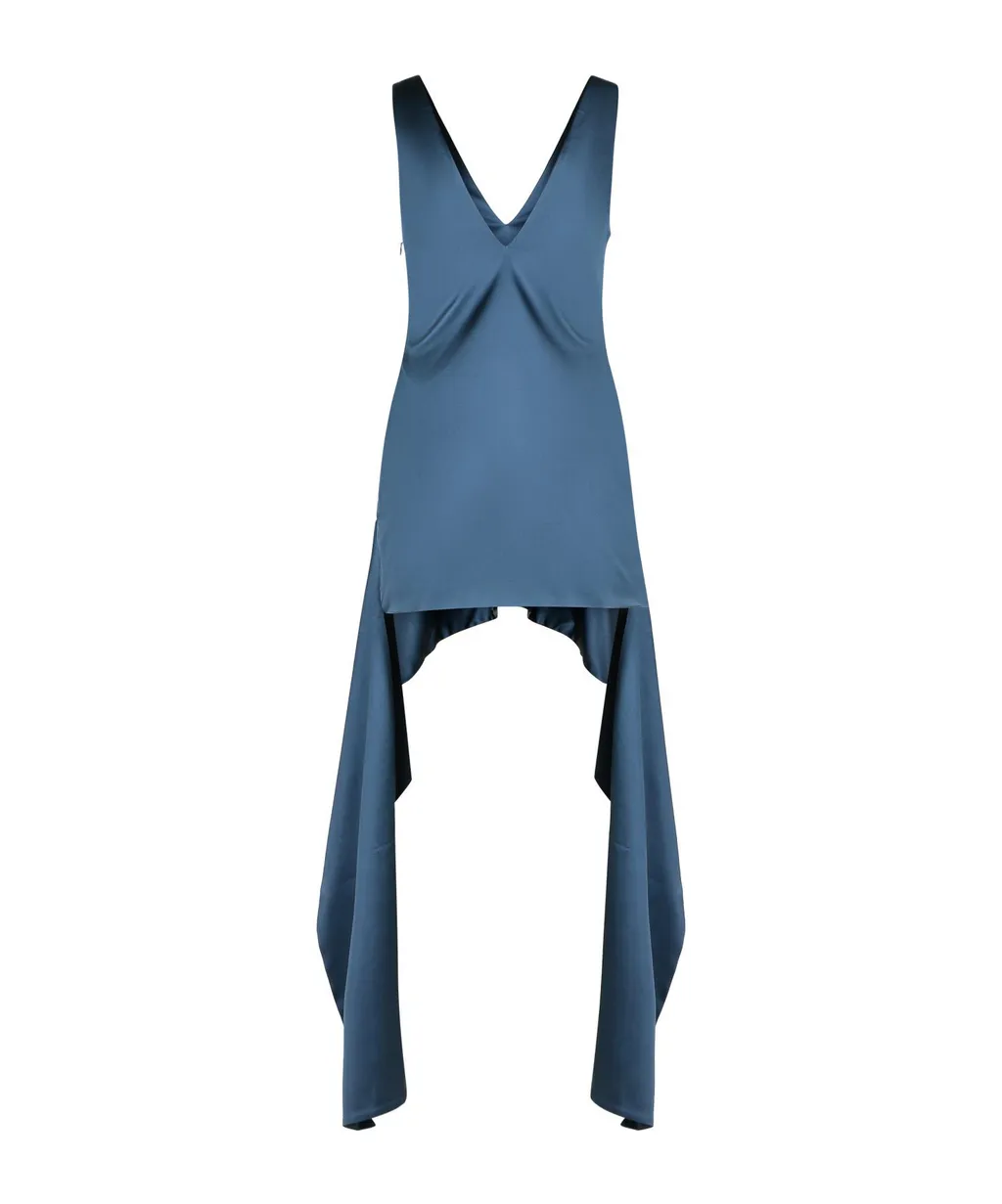 V-Neck Draped-Hem Dress