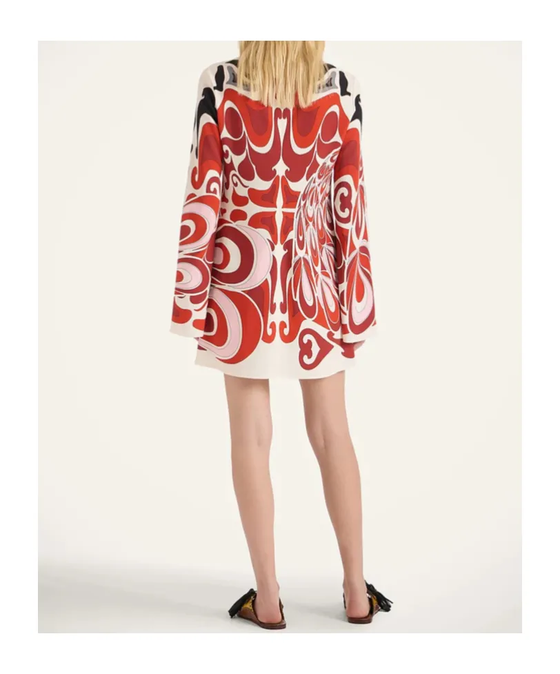 La Doublej Geometric Flared-Sleeve Mini Dress