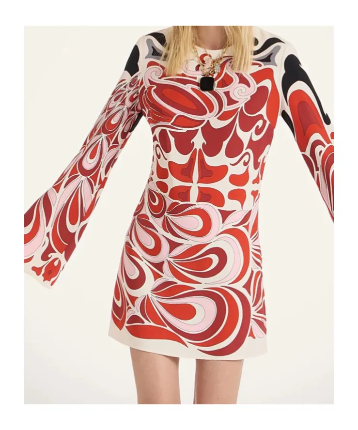 La Doublej Geometric Flared-Sleeve Mini Dress