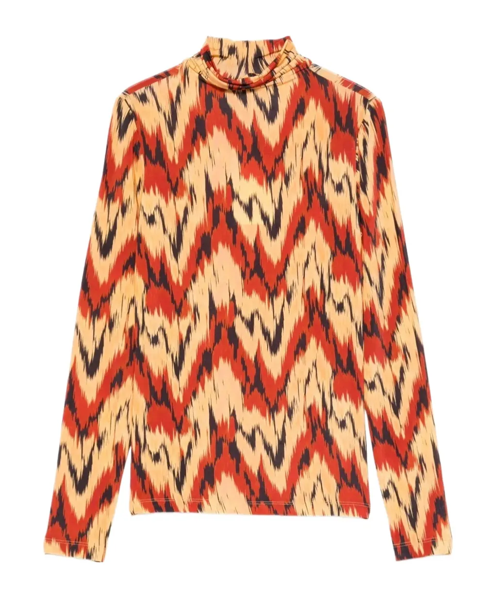 High-Neck Patterned T-Shirt