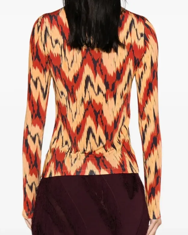 High-Neck Patterned T-Shirt