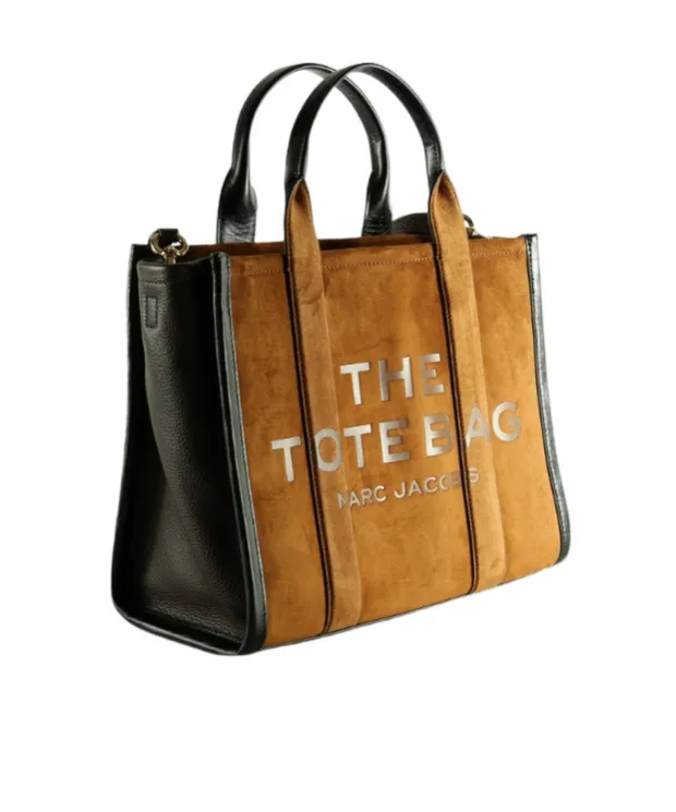 The Medium Suede Leather Blocked Tote Bag