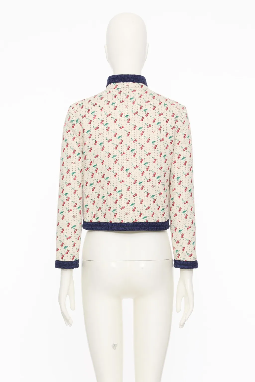 Valentino Cherrific-Jacquard Mock Neck Jacket