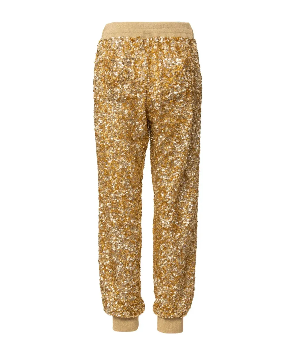 Sequin-Embellished Drawstring Track Pants