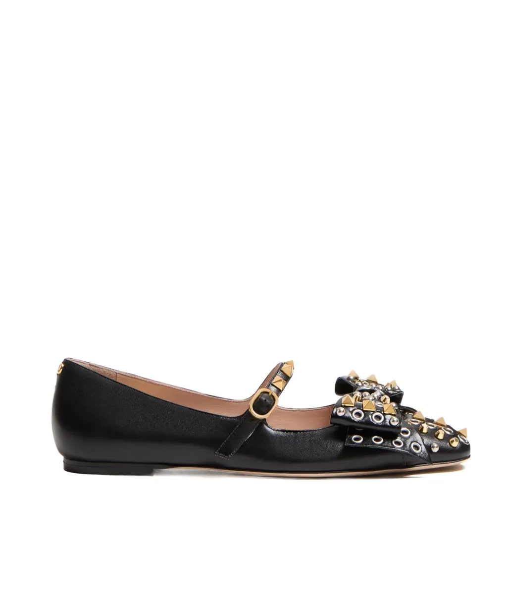 Valentino Garavani Rockstud Bowow Slip-On Ballerina Shoes