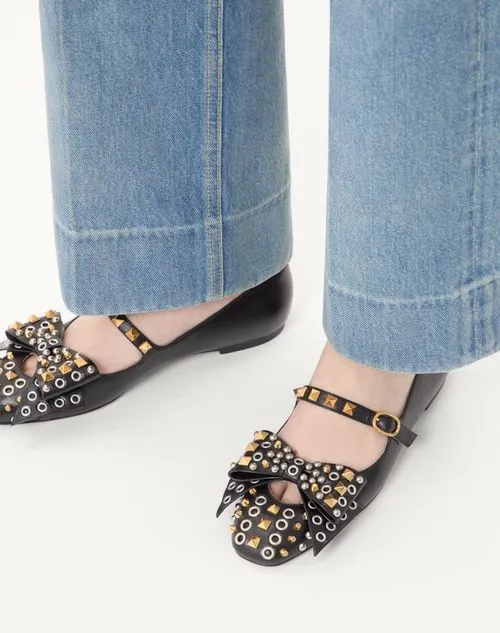 Valentino Garavani Rockstud Bowow Slip-On Ballerina Shoes