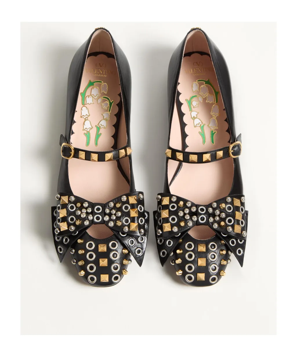 Valentino Garavani Rockstud Bowow Slip-On Ballerina Shoes