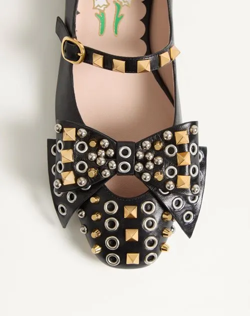 Valentino Garavani Rockstud Bowow Slip-On Ballerina Shoes