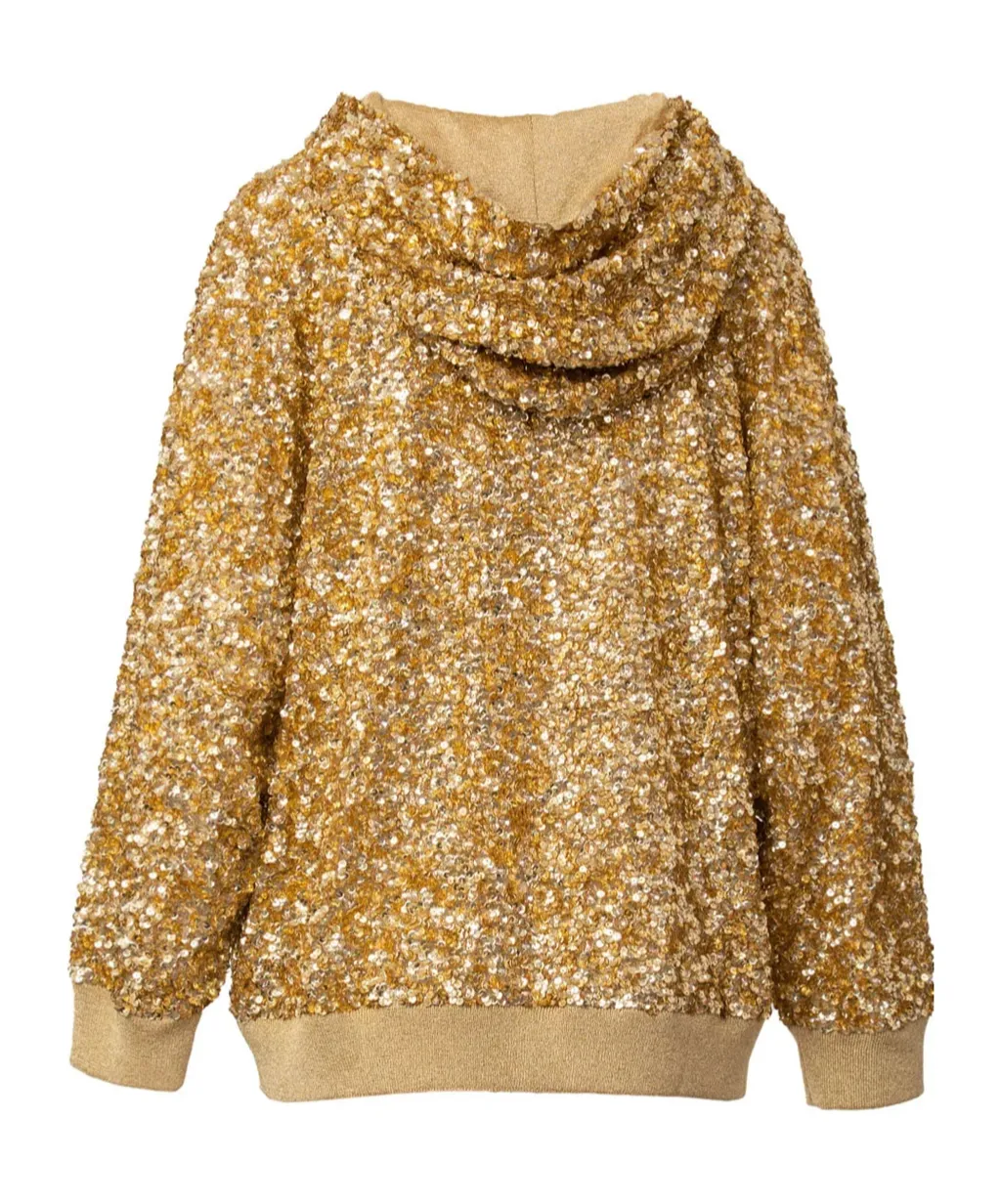 Sequinned Zip-Up Hoodie