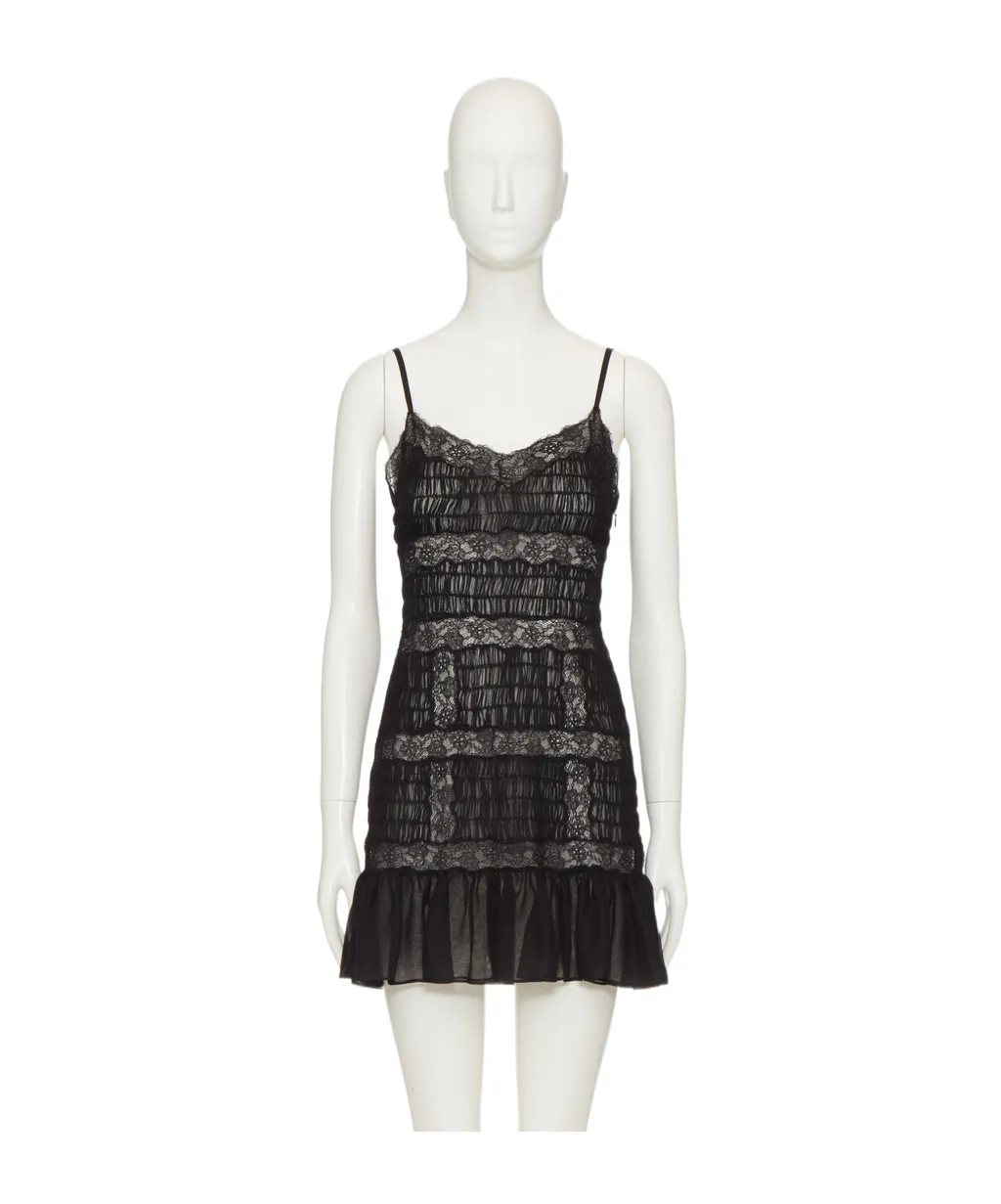 Lace-Trim Ruffled Dress