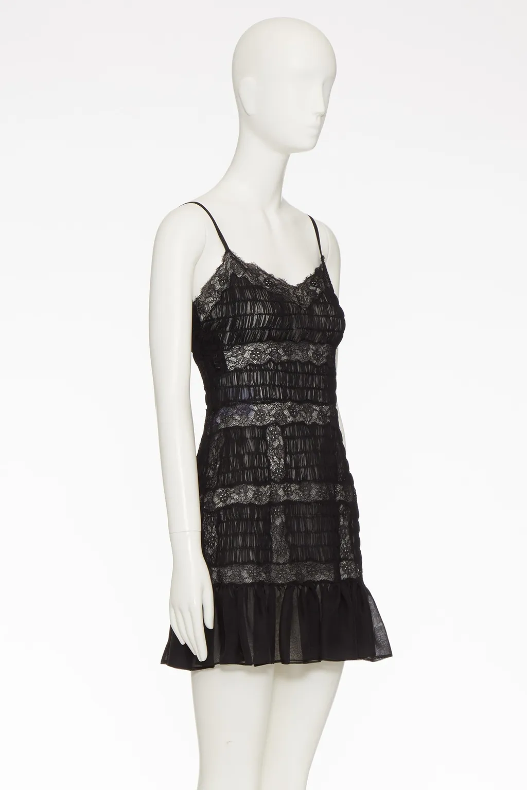 Lace-Trim Ruffled Dress