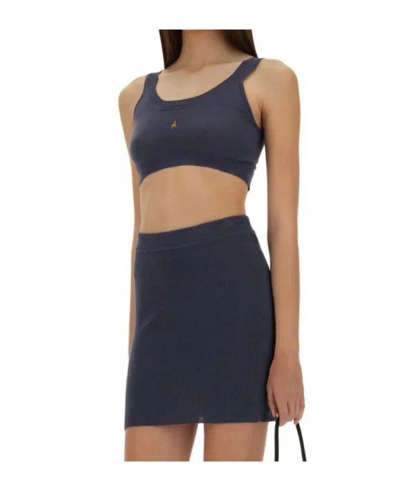 Vivienne Westwood Logo Embroidered Cropped Top