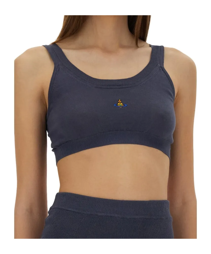Vivienne Westwood Logo Embroidered Cropped Top