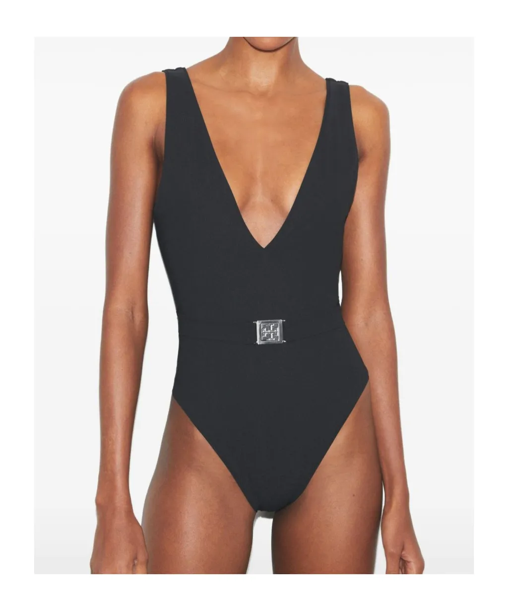 V-Neck Belted Swimsuit