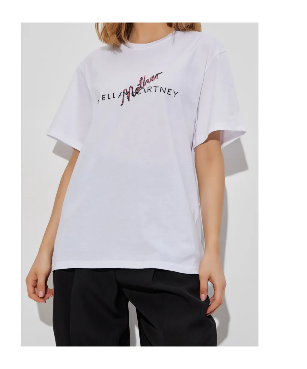 Stella Mccartney Logo Embroidered Crewneck T-Shirt