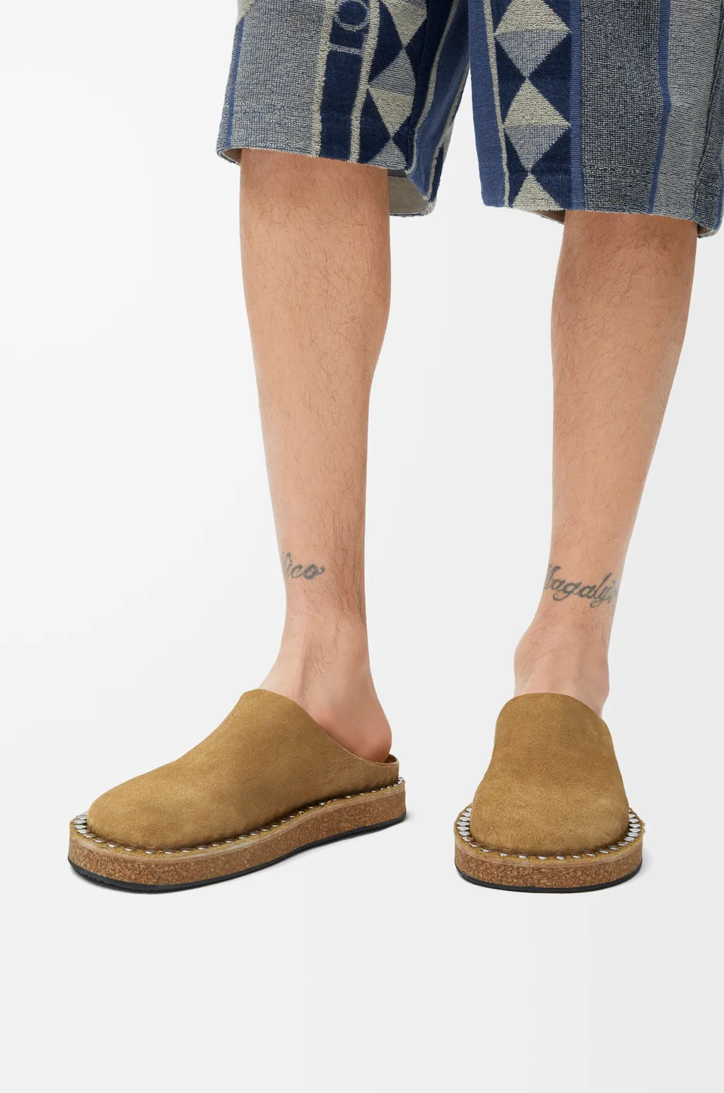 Rivet Mule In Calfskin Suede