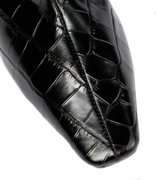 50Mm Croc-Embossed Leather Knee-High Boots