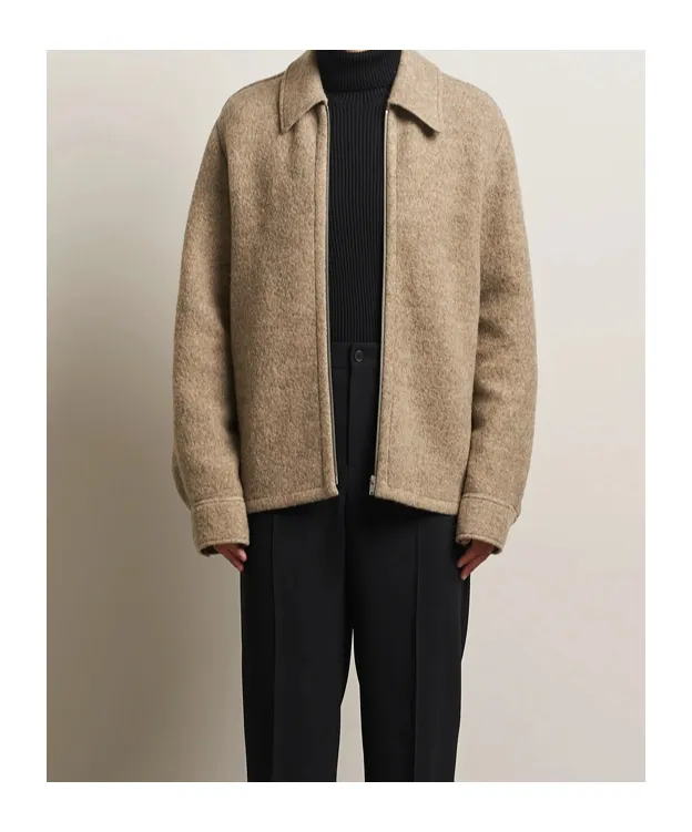 Zip-Fastening Collared Wool Jacket