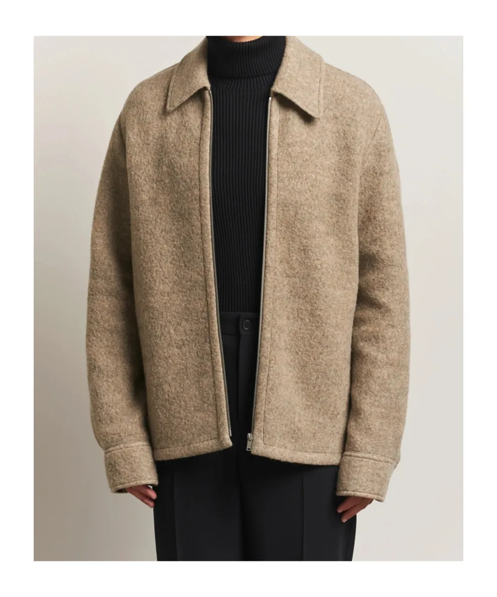 Zip-Fastening Collared Wool Jacket