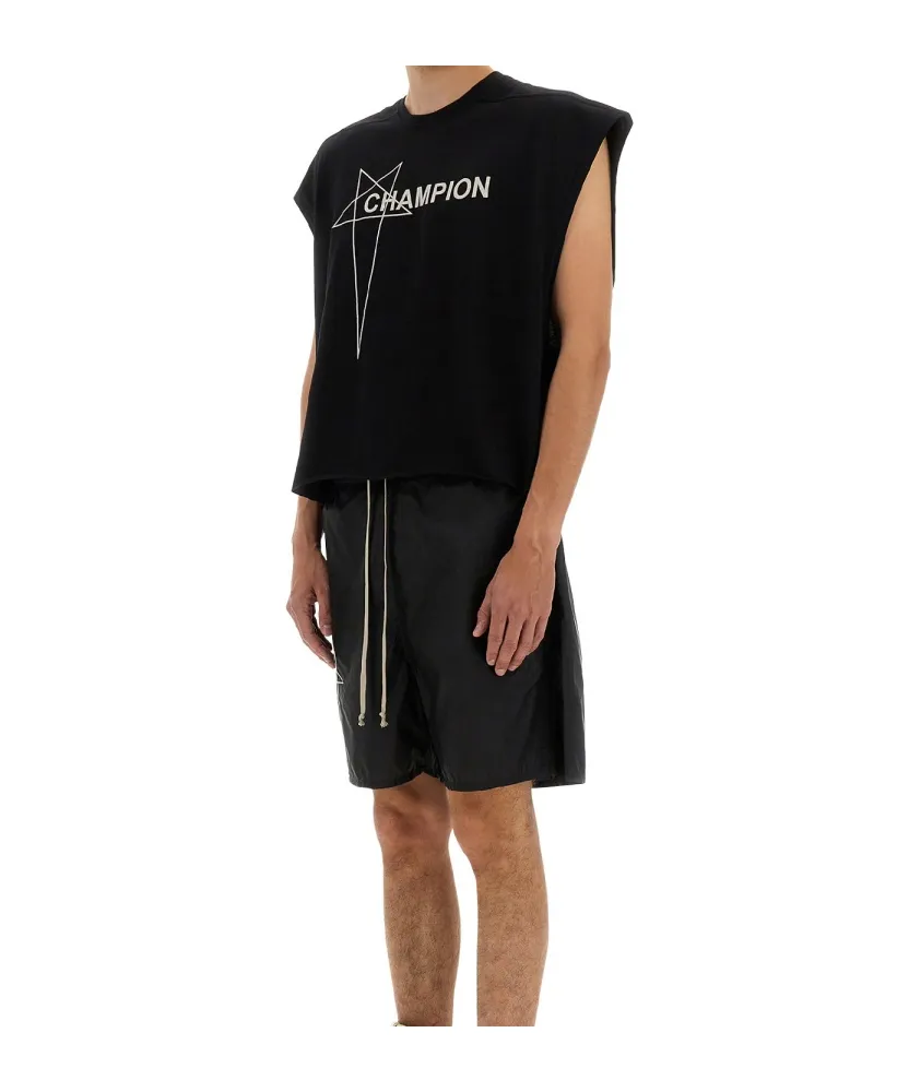 Rick Owens X Champion Logo Detailed T-Shirt