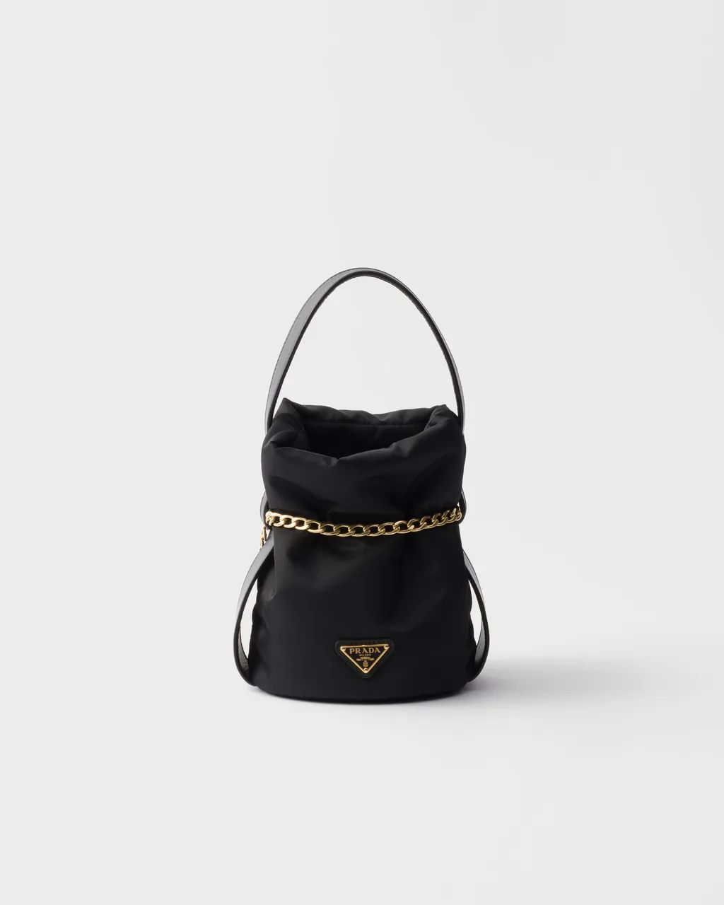 Prada Petit Sac Noir Mini Re-Nylon And Nappa Leather Bucket Bag
