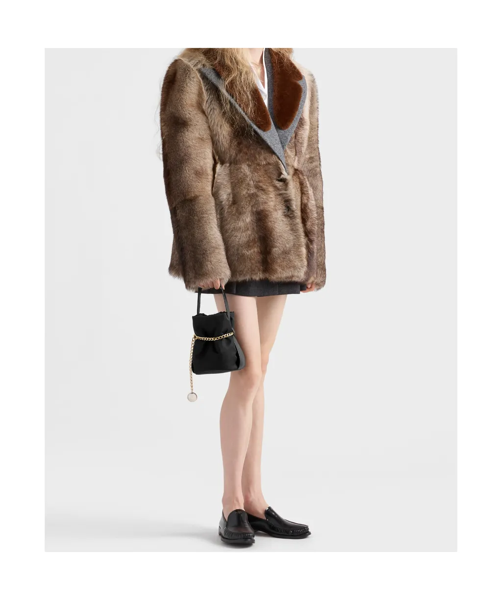 Prada Petit Sac Noir Mini Re-Nylon And Nappa Leather Bucket Bag
