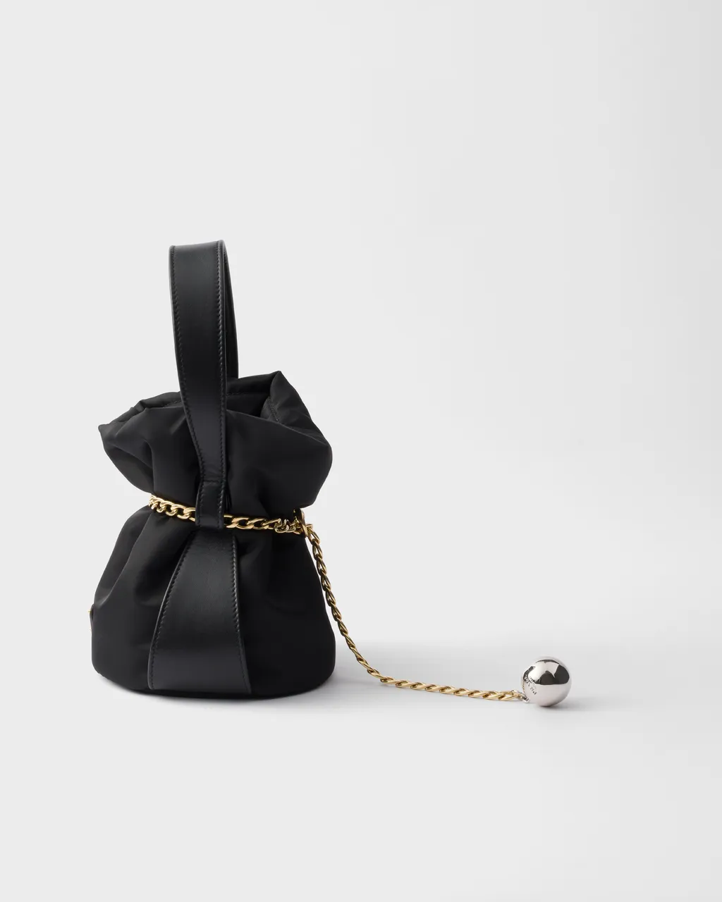 Prada Petit Sac Noir Mini Re-Nylon And Nappa Leather Bucket Bag