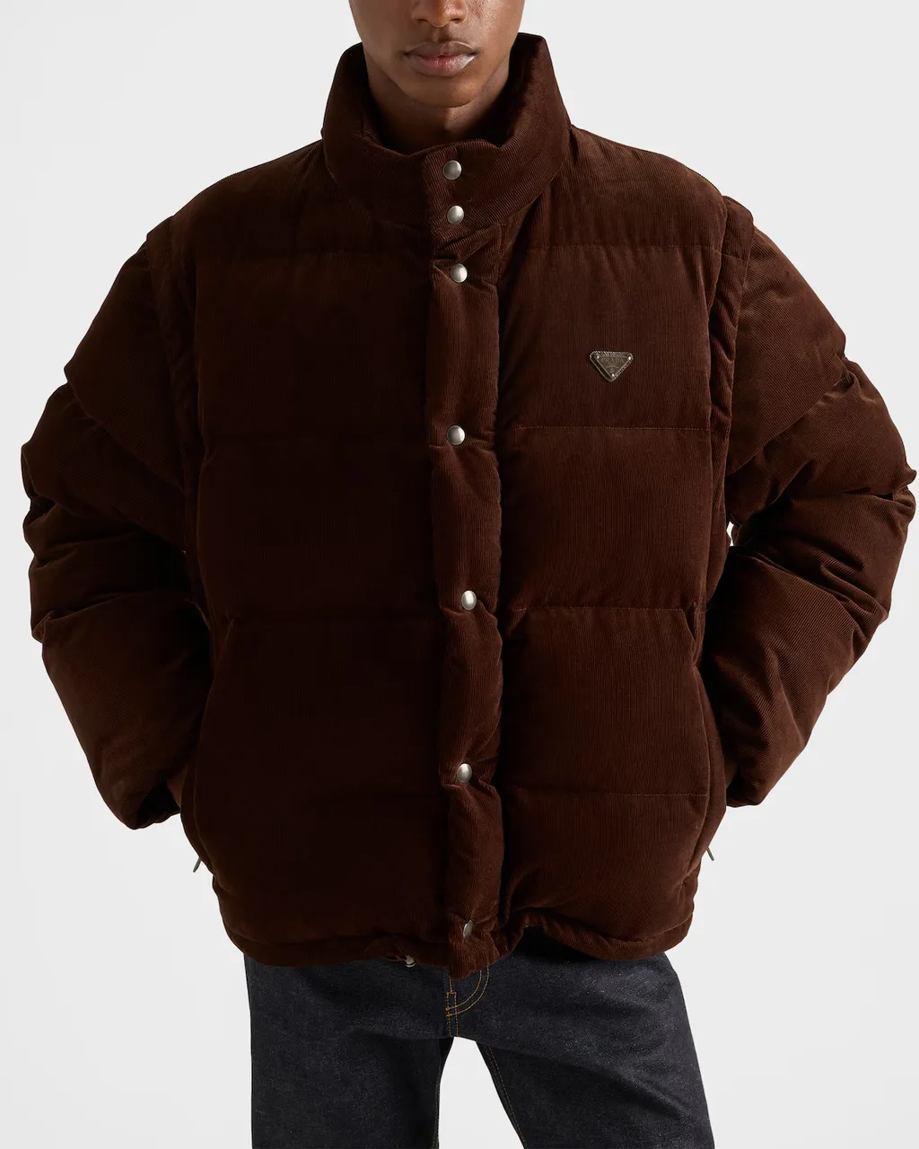 Prada Triangle-Logo Button-Up Jacket