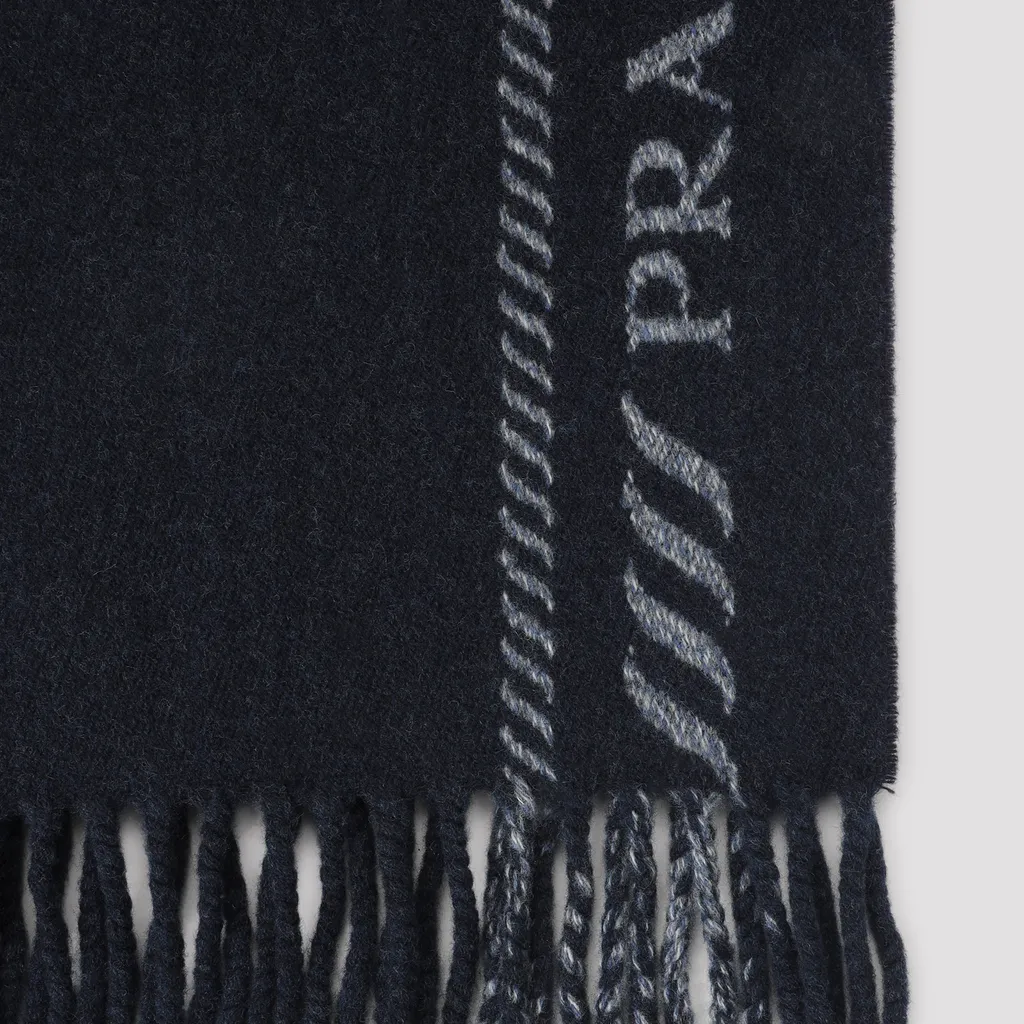 Prada Fringed Knitted Scarf