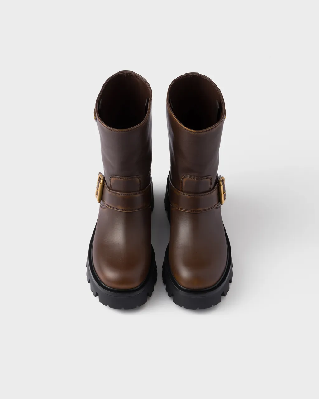 Prada Logo Plaque Buckled Boots