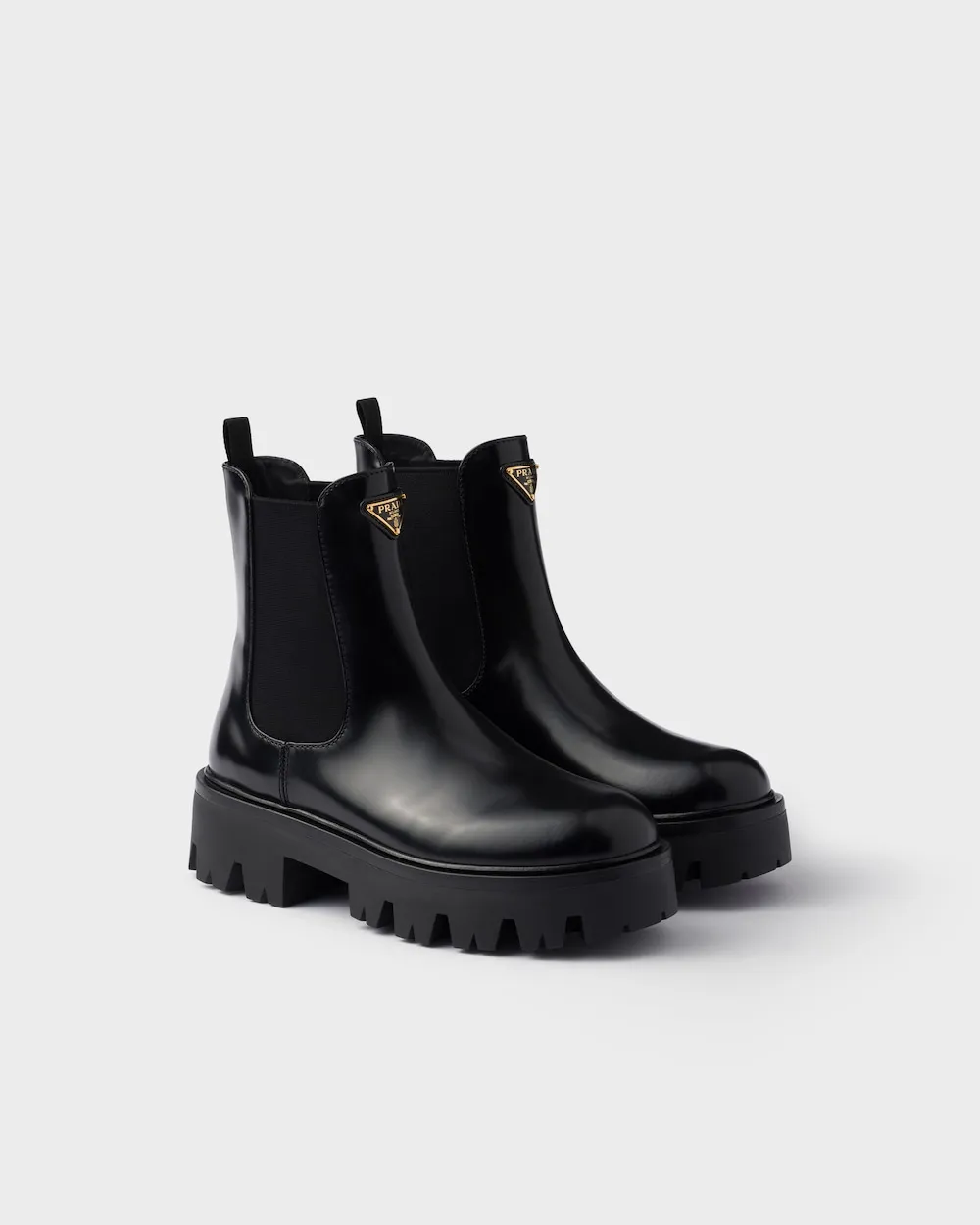 Prada Logo Plaque Slip-On Chelsea Boots