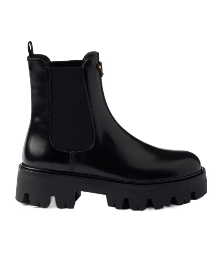 Prada Logo Plaque Slip-On Chelsea Boots