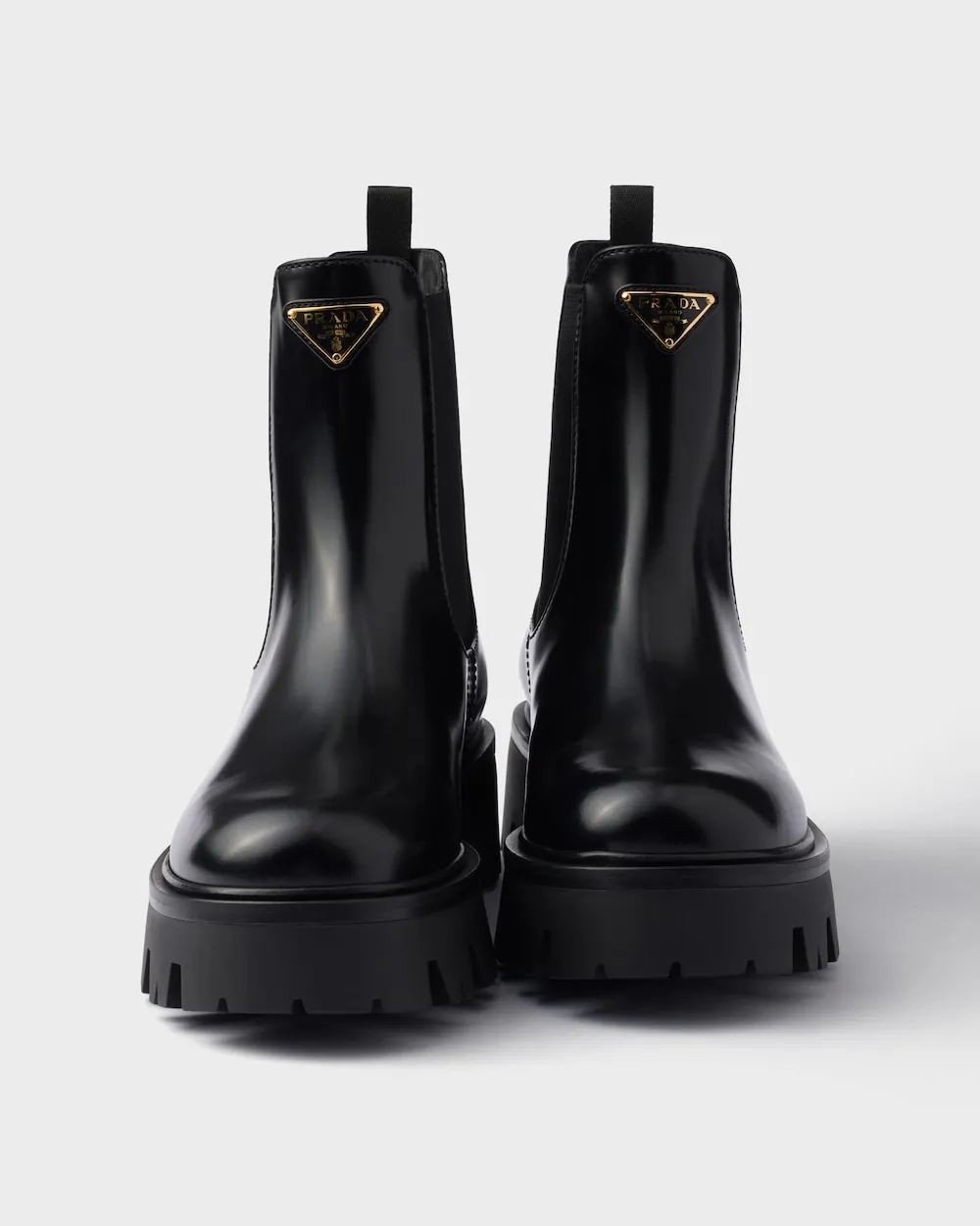 Prada Logo Plaque Slip-On Chelsea Boots