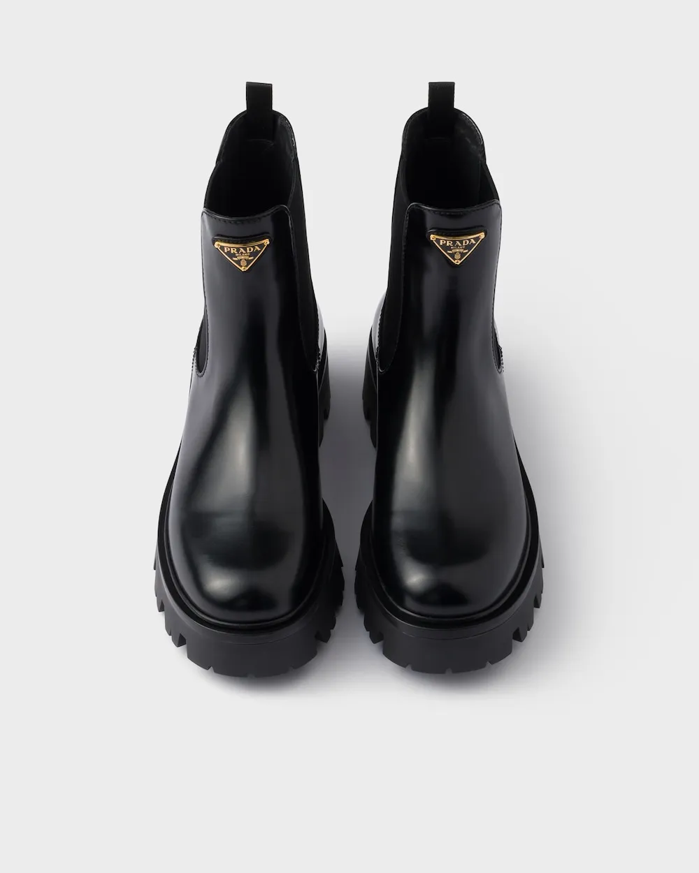 Prada Logo Plaque Slip-On Chelsea Boots